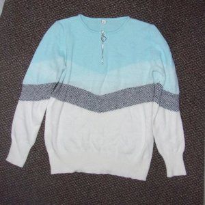 womens size small blue white black knit shirt top soft